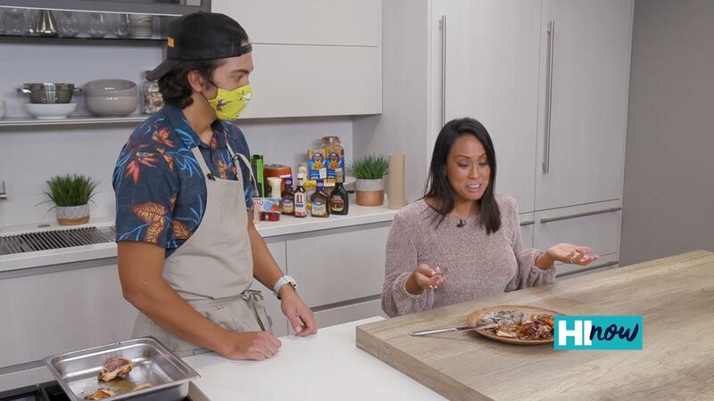 Making Barbeque Chicken and a Monte Cristo with the Boardshort Chef