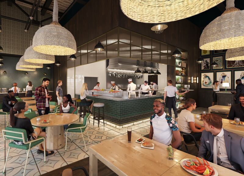 Early renderings of now scrapped BayHaven Restaurant Group, Camp North End multi-concept development