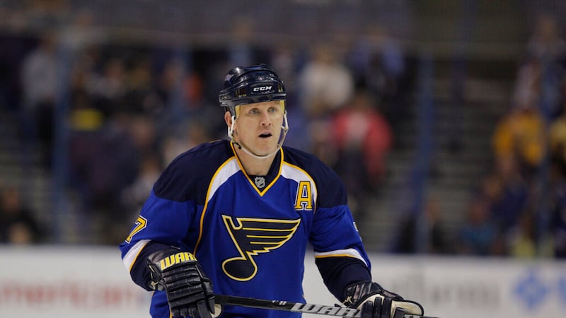 St. Louis Blues' Keith Tkachuk skates during the first period of an NHL hockey against the...