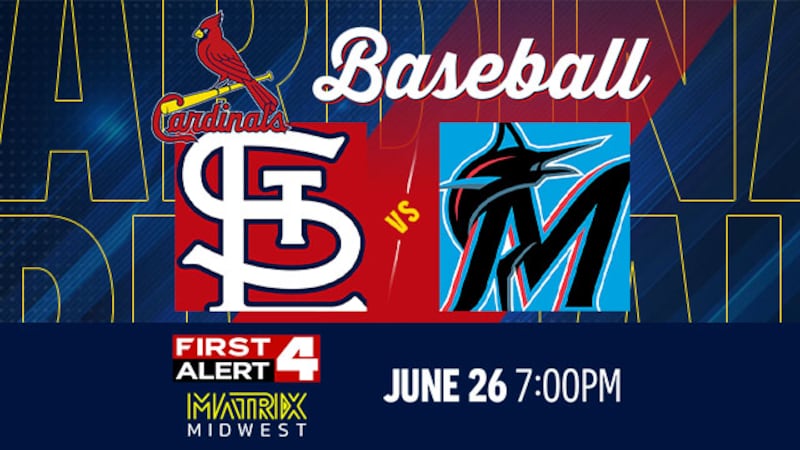 Watch the Cardinals take on the Marlins for free on First Alert 4 & Matrix Midwest on June 26,...