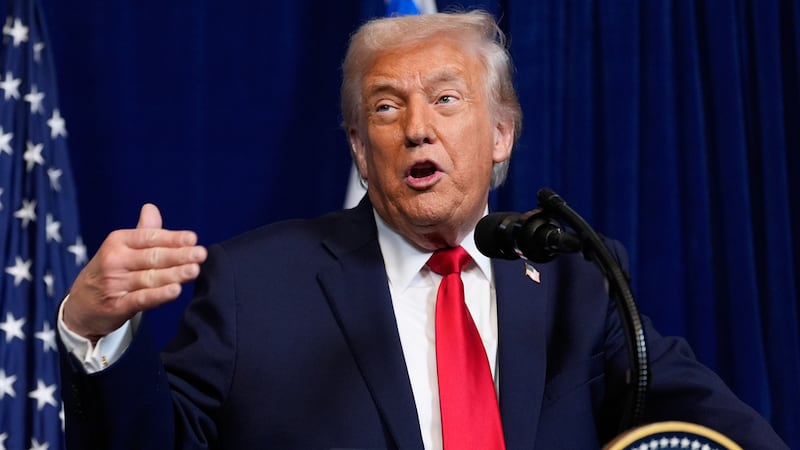 El presidente Donald Trump en una conferencia de prensa con el primer ministro israelí,...