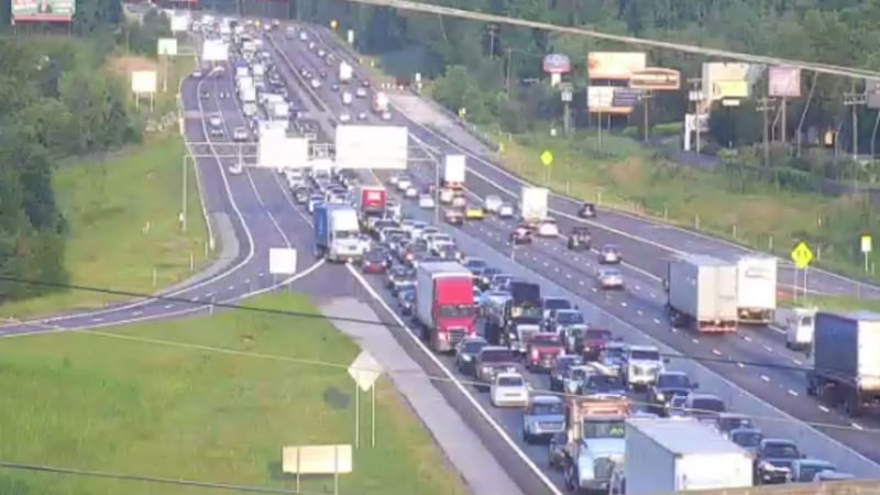 SCDOT cameras show the backup spans past the exit for Woodruff Road.
