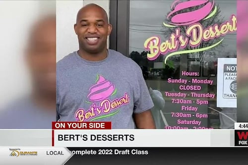 A power couple tackling college athletics and cupcakes together