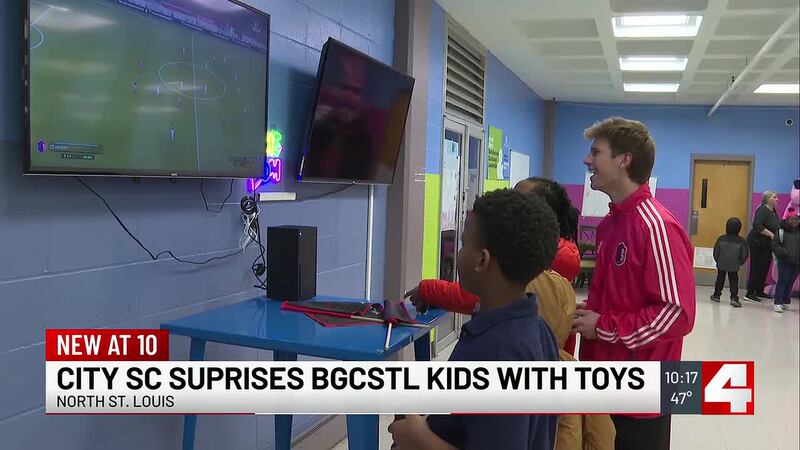 St. Louis CITY SC players surprise kids at Boys and Girls Club with gifts