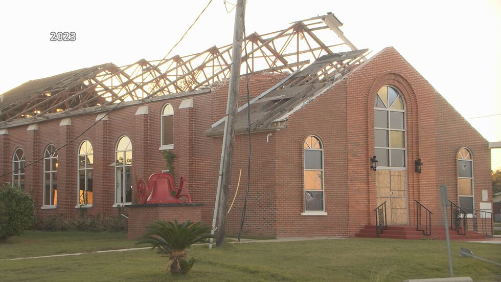 First Missionary Baptist Church tornado damage, June 2023.