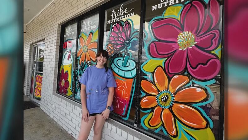 Amber Barstow has painted windows for about 80 businesses in South Mississippi over the past...