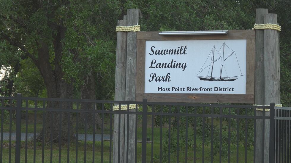 Sawmill Landing Park sign.