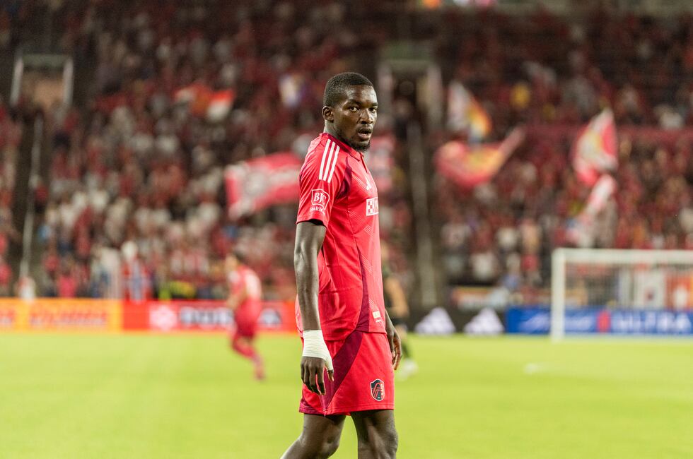 CITY SC's Fallou Fall during a match against LAFC.