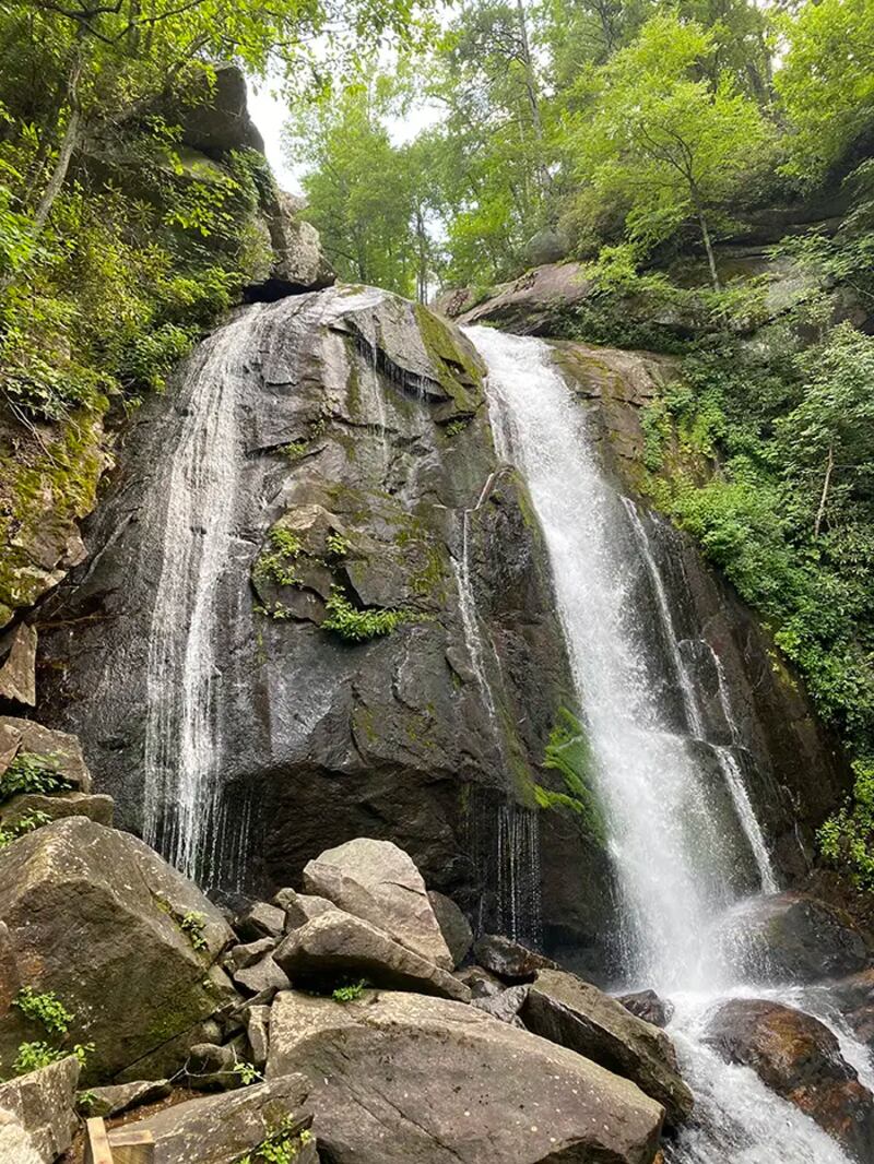 High Shoals Falls is located inside South Mountain State Park.