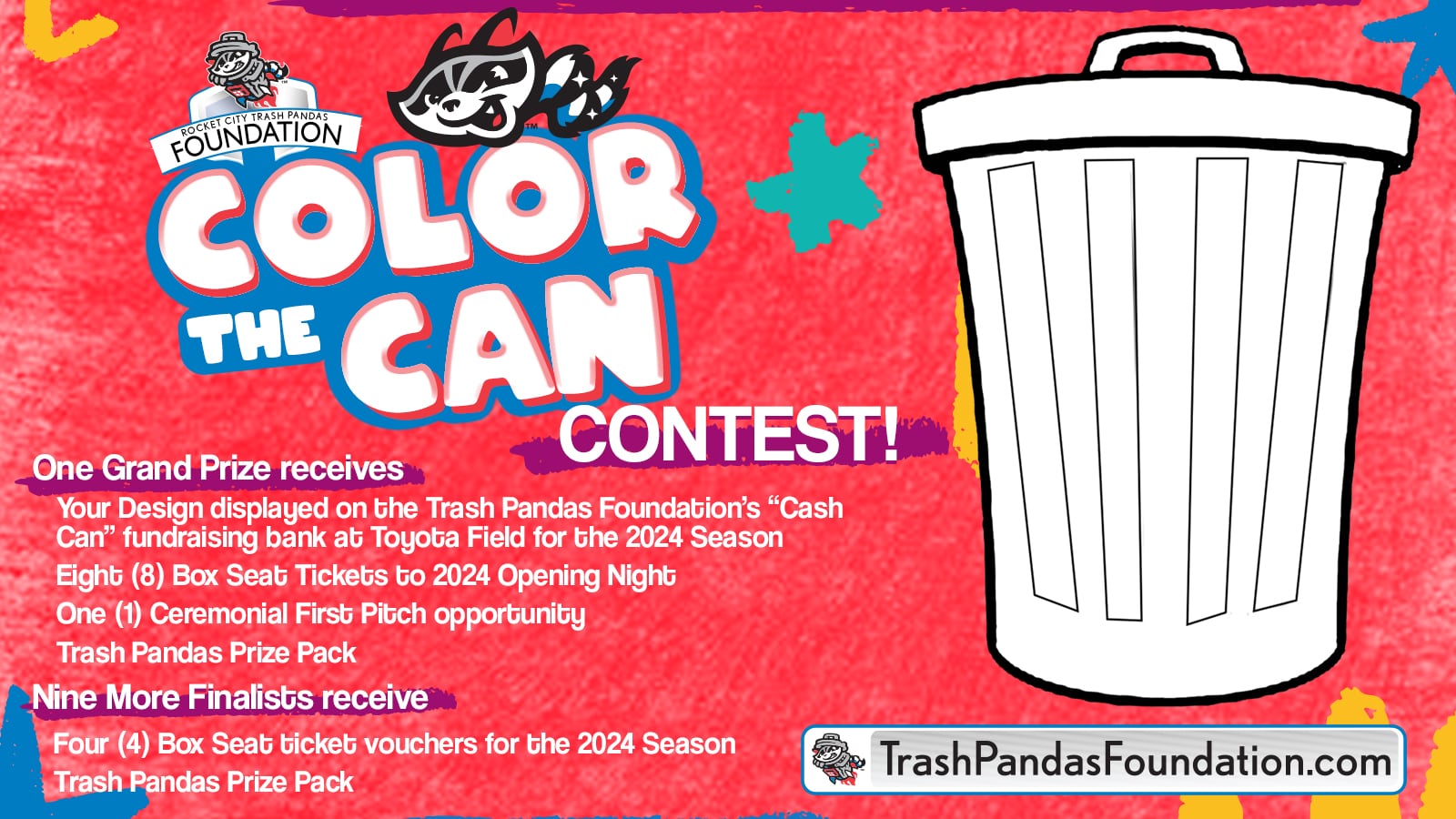 Kids ages 3 to 12 are invited to the submit a design for this year's Cash Can that will be displayed at Toyota Field for the 2024 Season