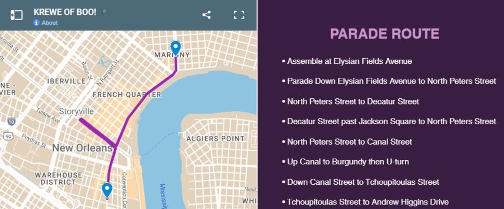 The Krewe of Boo's New Orleans Halloween parade rolls Saturday (Oct. 22) at 6:30 p.m. back on...