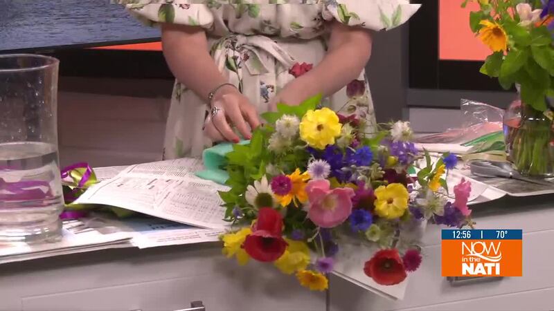 Christina Matthews teaches Abby how to wrap a beautiful bouquet with items you already have in...