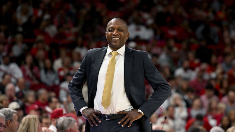 Missouri coach Dennis Gates on the sidelines against Arkansas during an NCAA college...