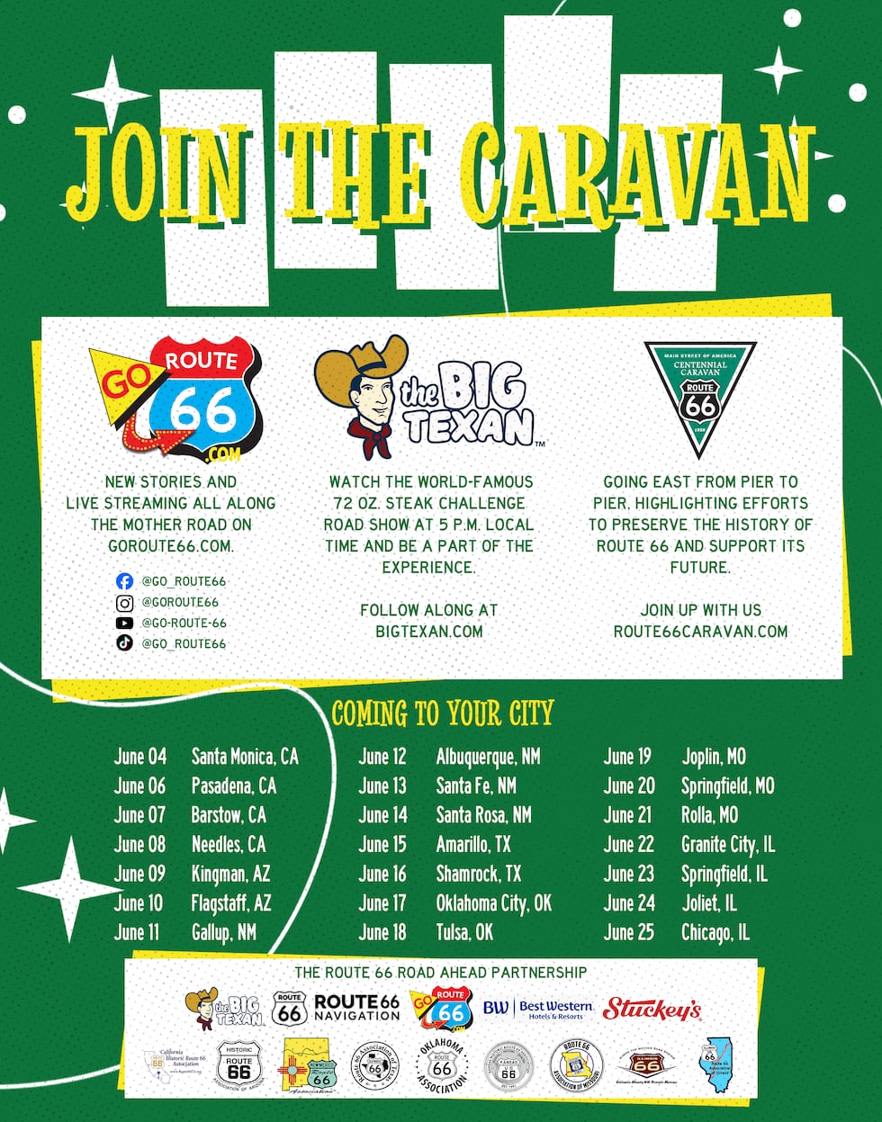 GoRoute66.com, The Official Route 66 Centennial Caravan and Big Texan Steak Ranch and Brewery...