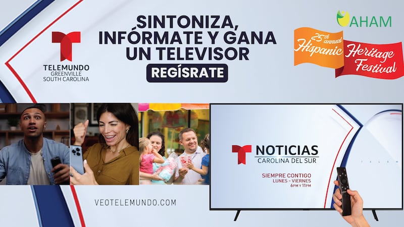 Participa del sorteo de una TV de Telemundo Greenville en el Festival de la Herencia Hispana...
