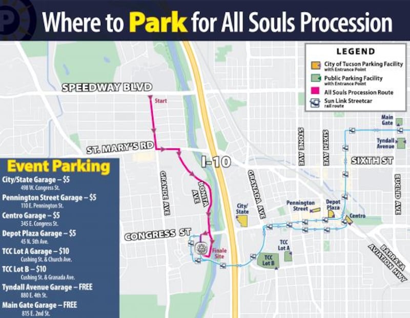 The All Souls Procession will impact traffic, public transit and parking in the Barrio Hollywood and Menlo Park neighborhoods and downtown on Sunday, Nov. 6.