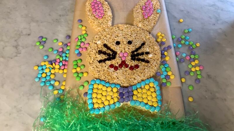 This Easter Bunny Rice Krispies Treat is easy to make and fun to decorate