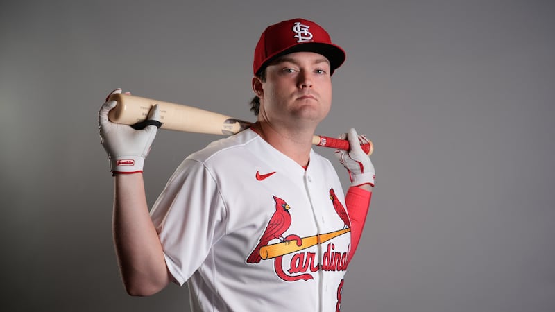 This is a 2026 photo of Blaze Jordan of the St. Louis Cardinals baseball team. This image...