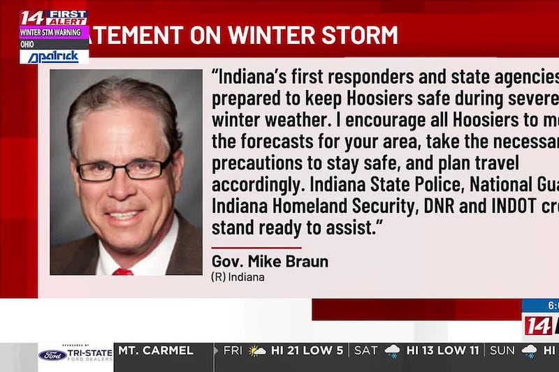 Gov. Braun releases statement ahead of winter storm