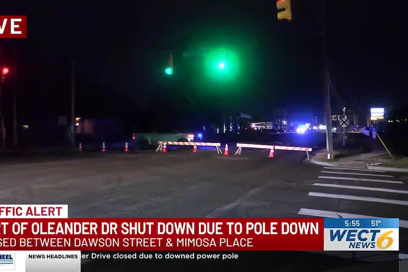 TRAFFIC ALERT: Portion of Oleander Drive closed due to downed power pole