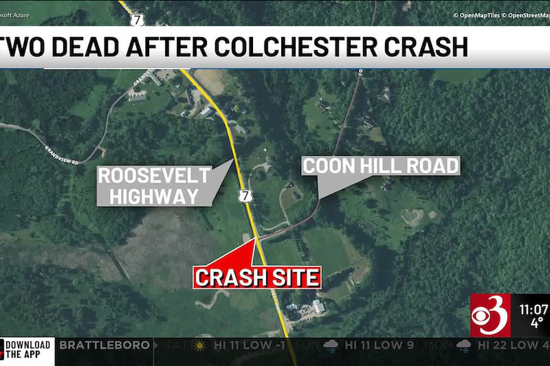 Two dead after crash on Roosevelt Highway in Colchester