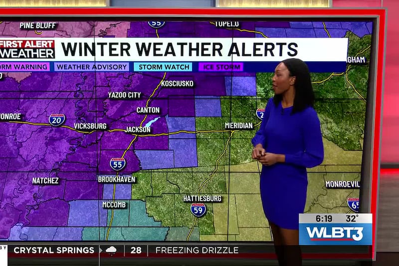 Icy conditions across Mississippi this weekend