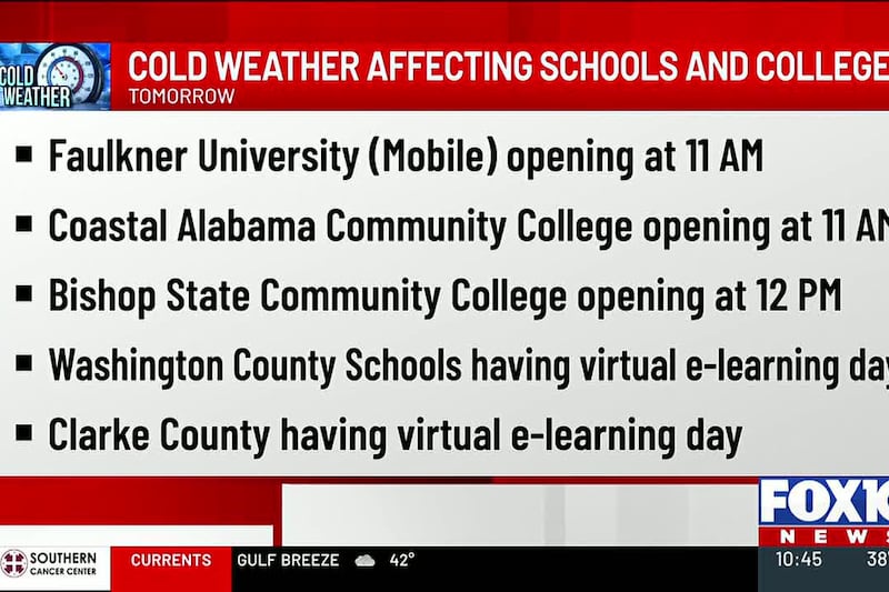 Weather impacts area schools for Jan. 26