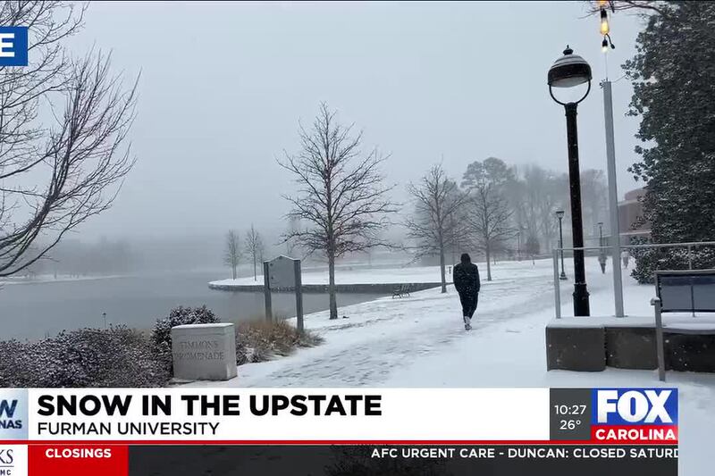 Snowy conditions at Furman University