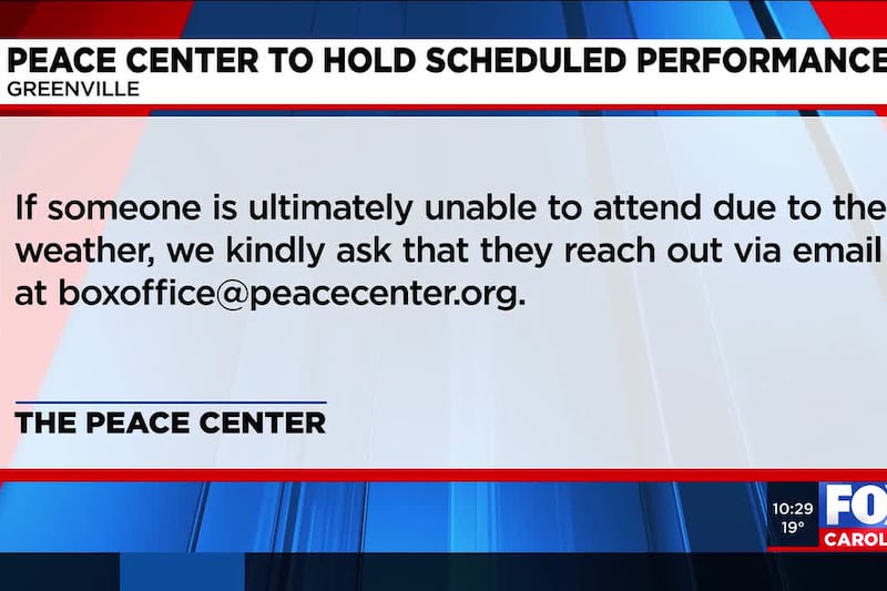 Peace Center to continue holding performances of musical despite winter weather