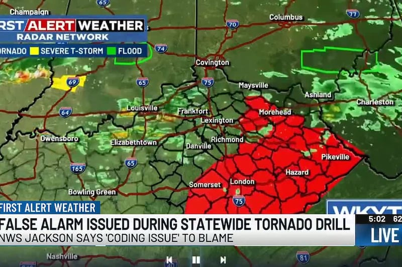 NWS sends tornado warning alert without test disclaimer during statewide drill