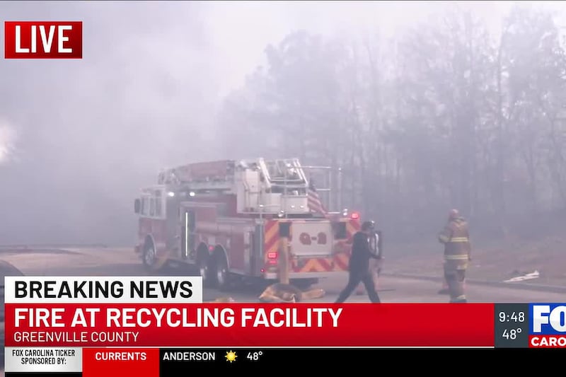 Crews at scene of fire at Greenville Co. recycling facility