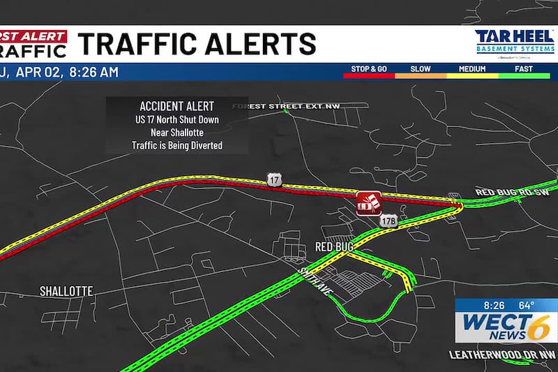 TRAFFIC ALERT: Crash impacting traffic on Highway 17 North near Shallotte