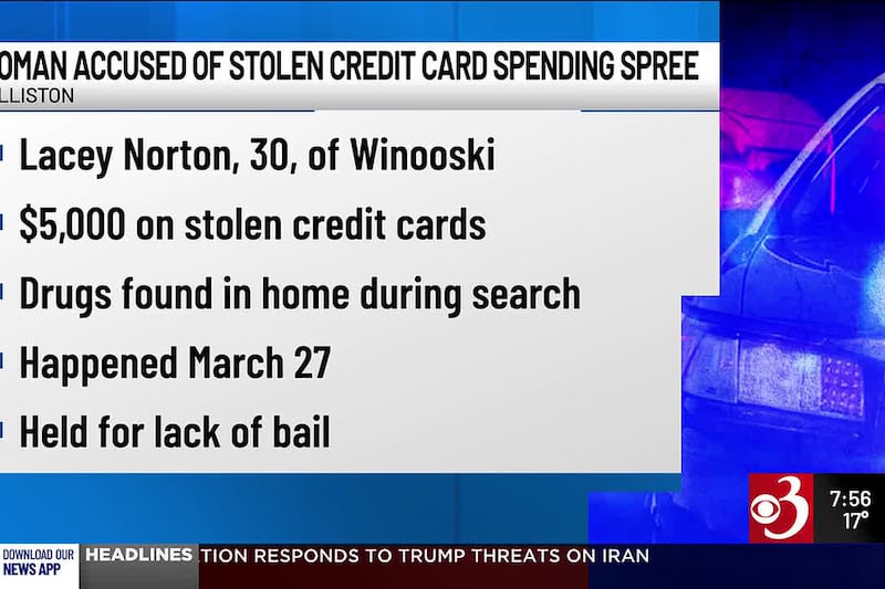 Winooski woman accused of spending over $5,000 on stolen credit cards