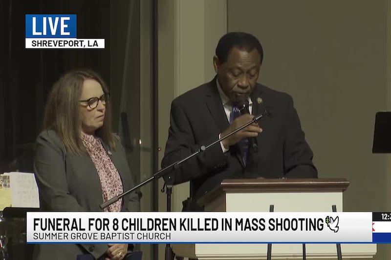 Sam Jenkins, Tammy Phelps, Cleo Fields speaking at funeral