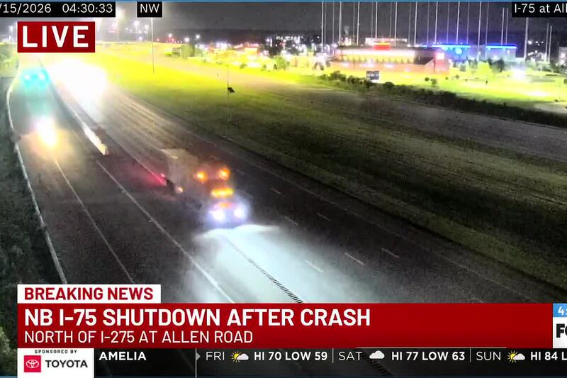 Wrong-way crash closes NB I-75 at I-275