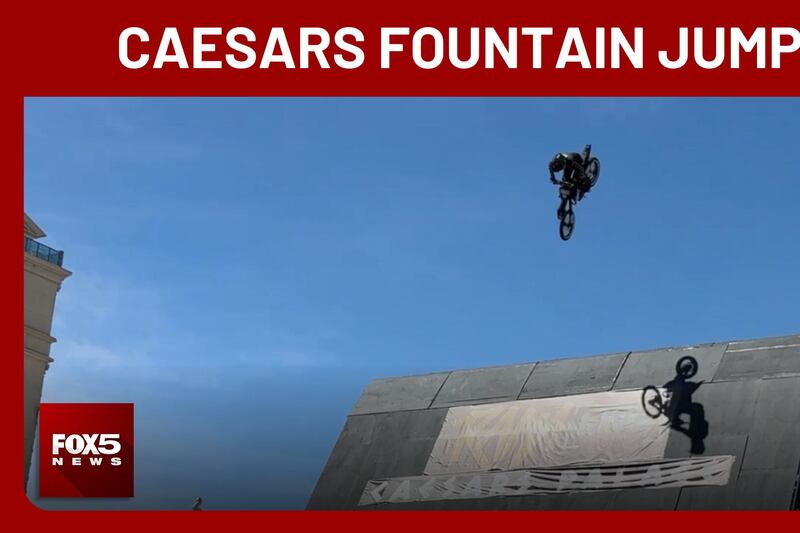 X Games medalist completes jumps at Caesars Palace fountains
