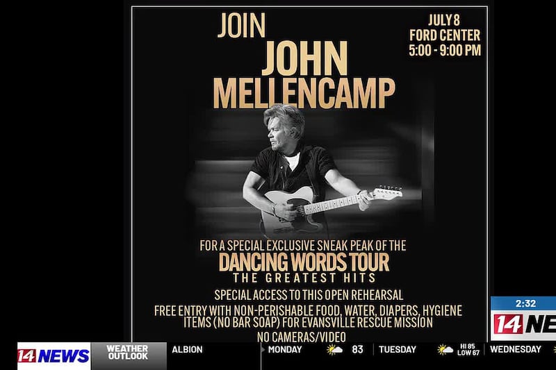 John Mellencamp to hold free open rehearsal at Ford Center