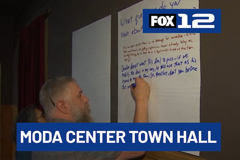 Portland city councilors field questions on Moda Center renovation plan at town hall