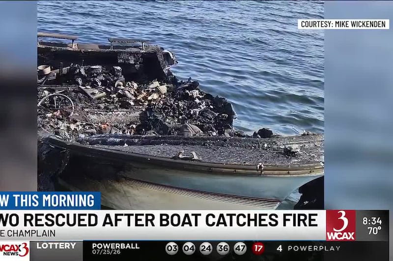 Boat catches fire on Lake Champlain Saturday