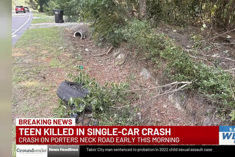 Teen killed in single-vehicle crash near Porters Neck Road
