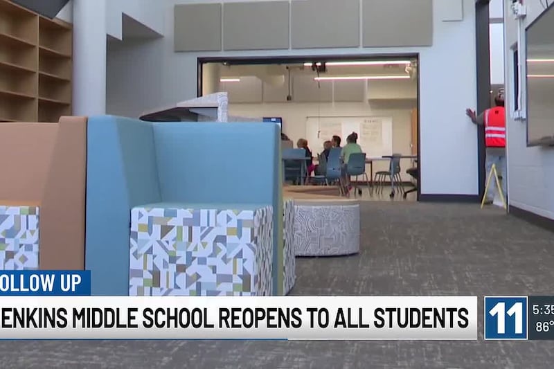 Students celebrate first day back at Jenkins Middle School after year and a half closure