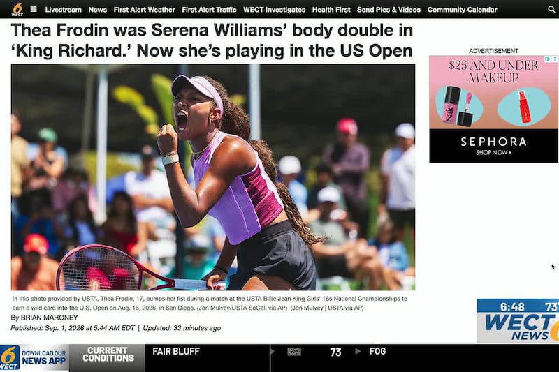 Thea Frodin was Serena Williams’ body double in ‘King Richard.’ Now she’s playing in the US Open
