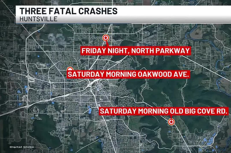 Huntsville police investigate three deadly weekend crashes