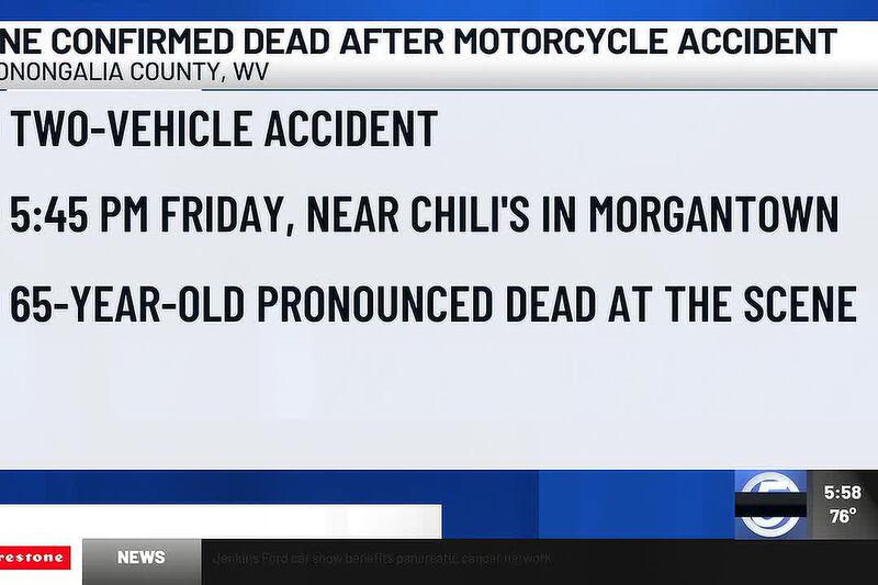 One confirmed dead after motorcycle accident in Monongalia County