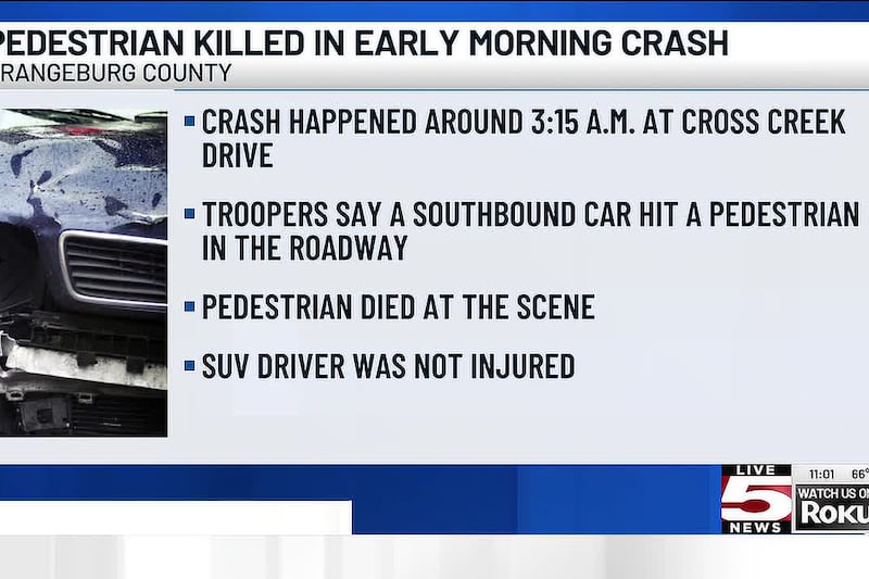 VIDEO: SC Highway Patrol investigating fatal collision involving pedestrian in Orangeburg Co.