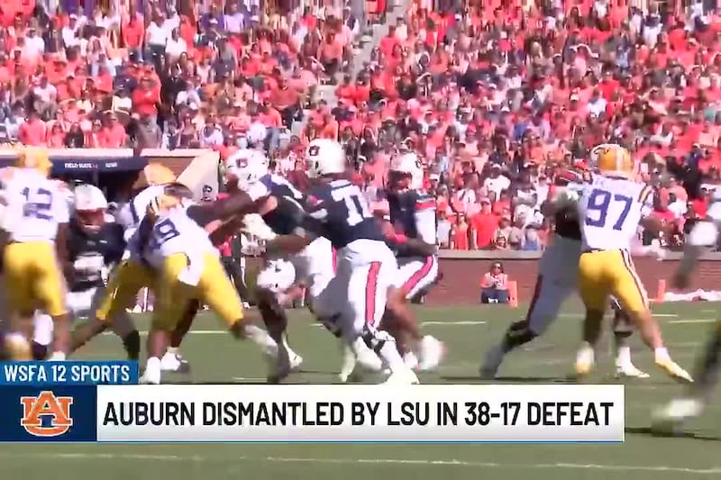 Auburn dismantled by LSU in 38-17 defeat