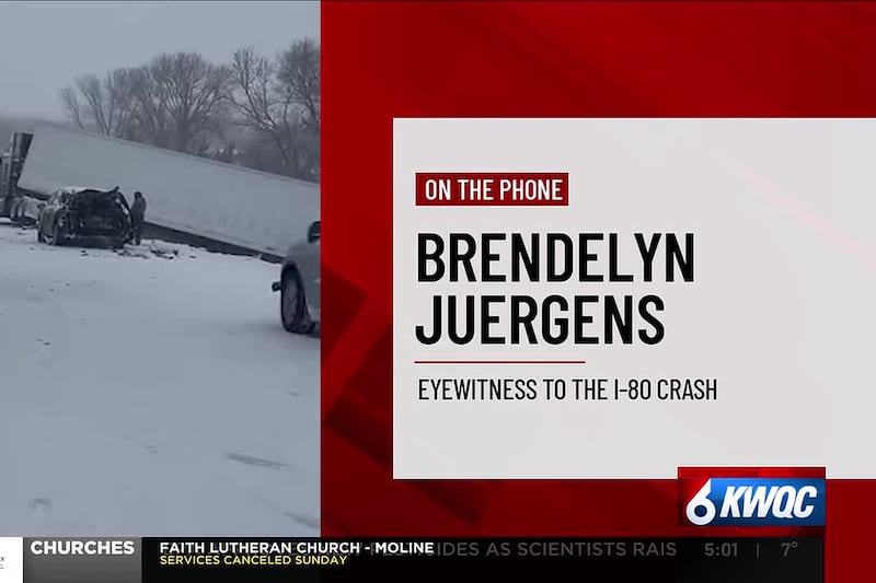 QC Eyewitness speaks on I-80 multi vehicle crash
