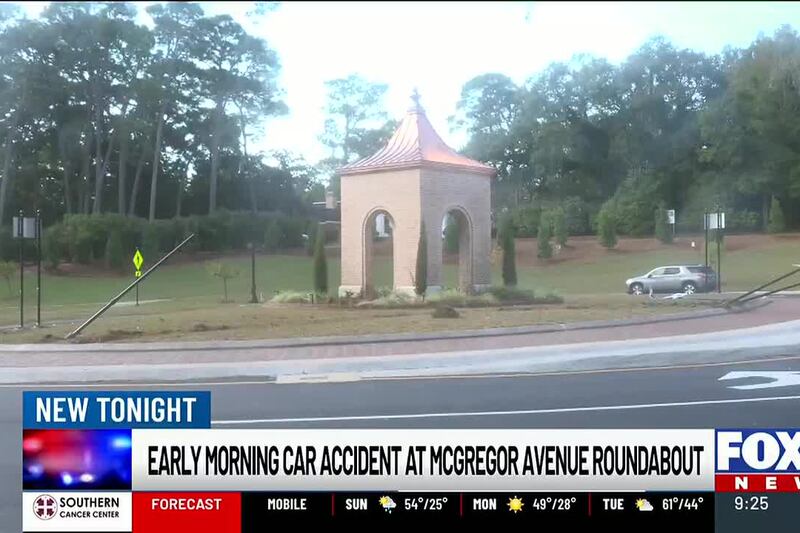 Single-vehicle accident causes damage at new McGregor Avenue roundabout