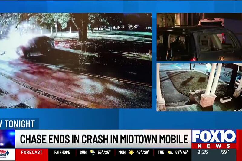 Surveillance footage shows police chase that led to a crash in midtown Mobile
