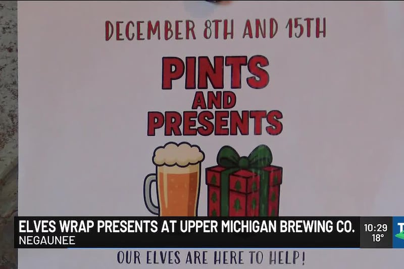 Elves visit Negaunee brewery to help wrap Christmas presents